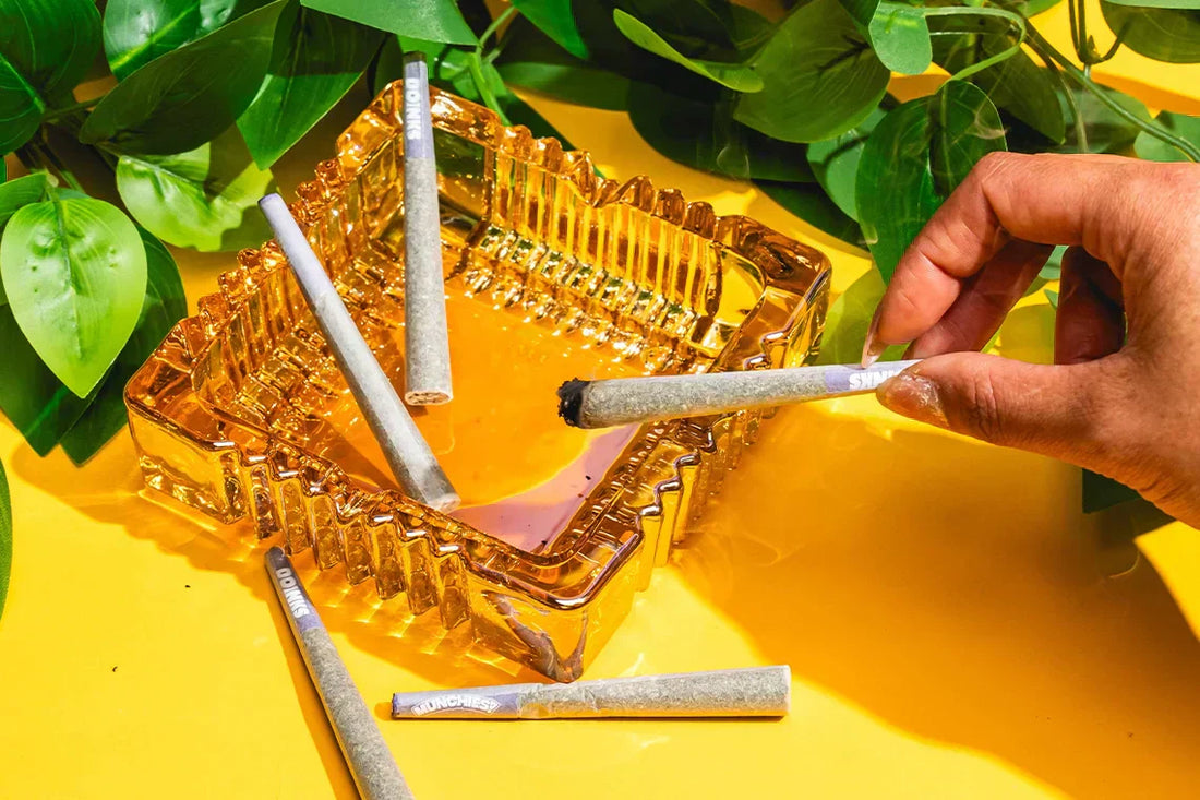 Person placing a joint in an ashtray