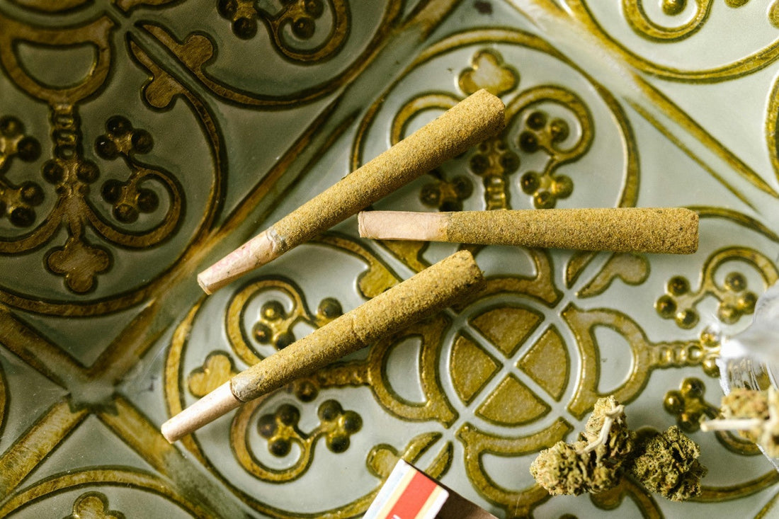 Three weed joints on a table