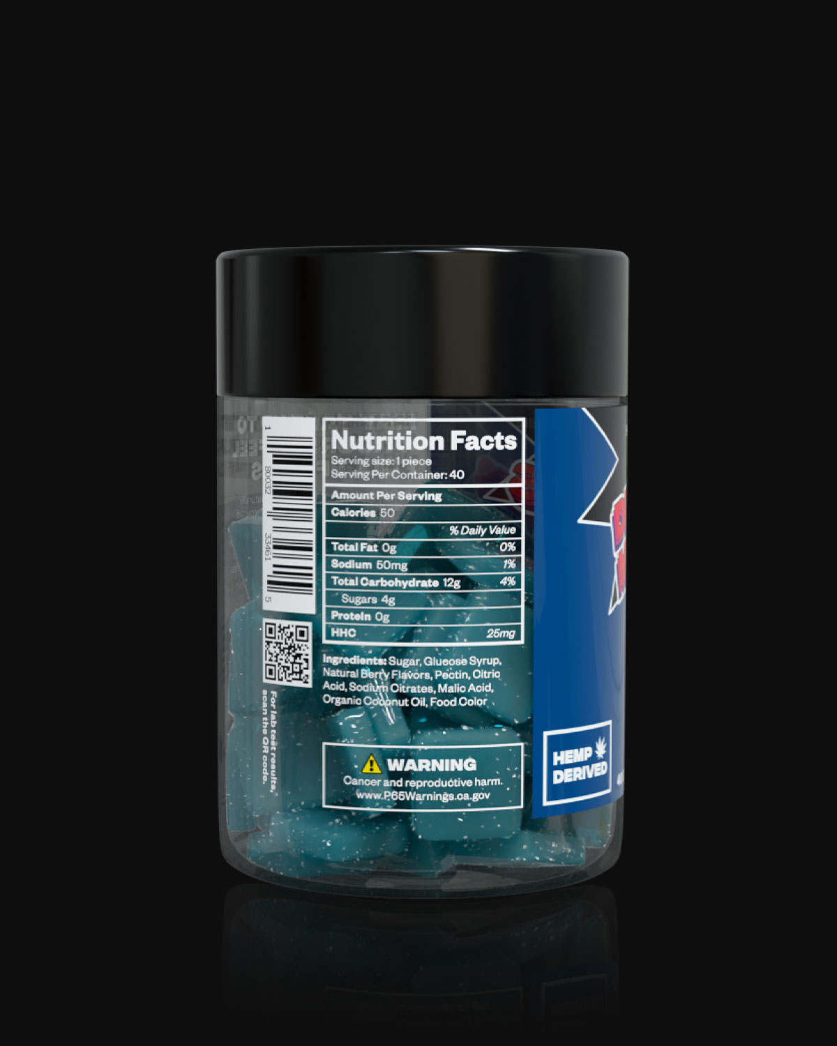 Delta Munchies 1000mg HHC Gummies Blue Razz nutrition label