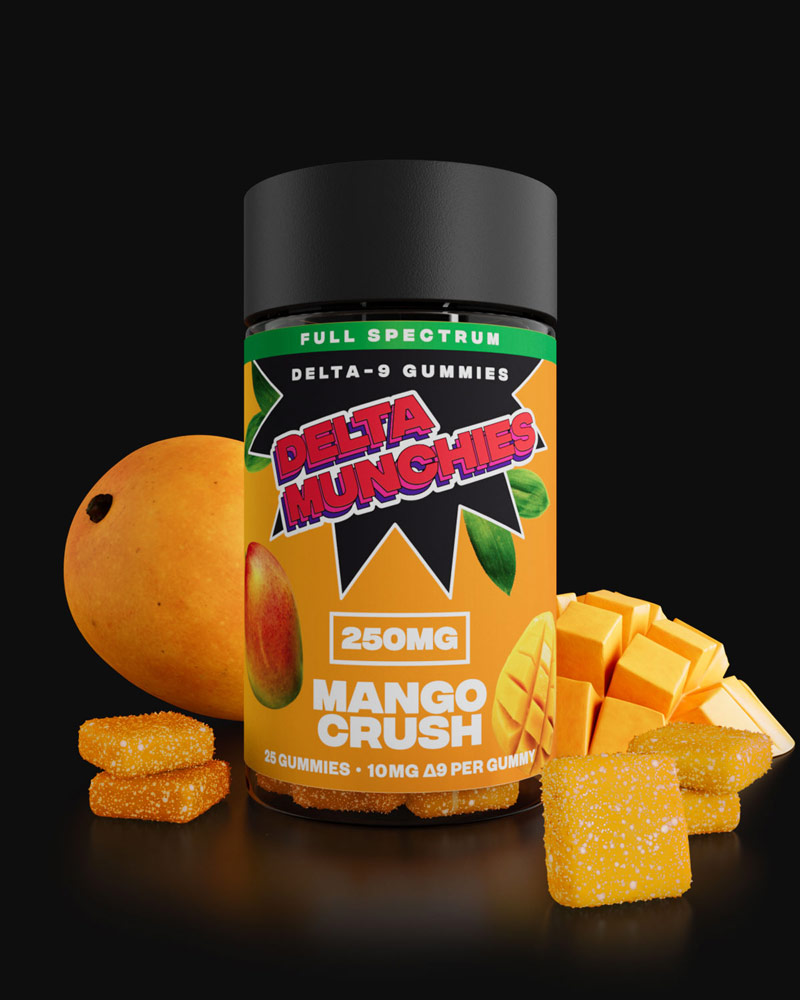 Delta Munchies 250mg Full Spectrum Delta 9 Gummies Mango Crush