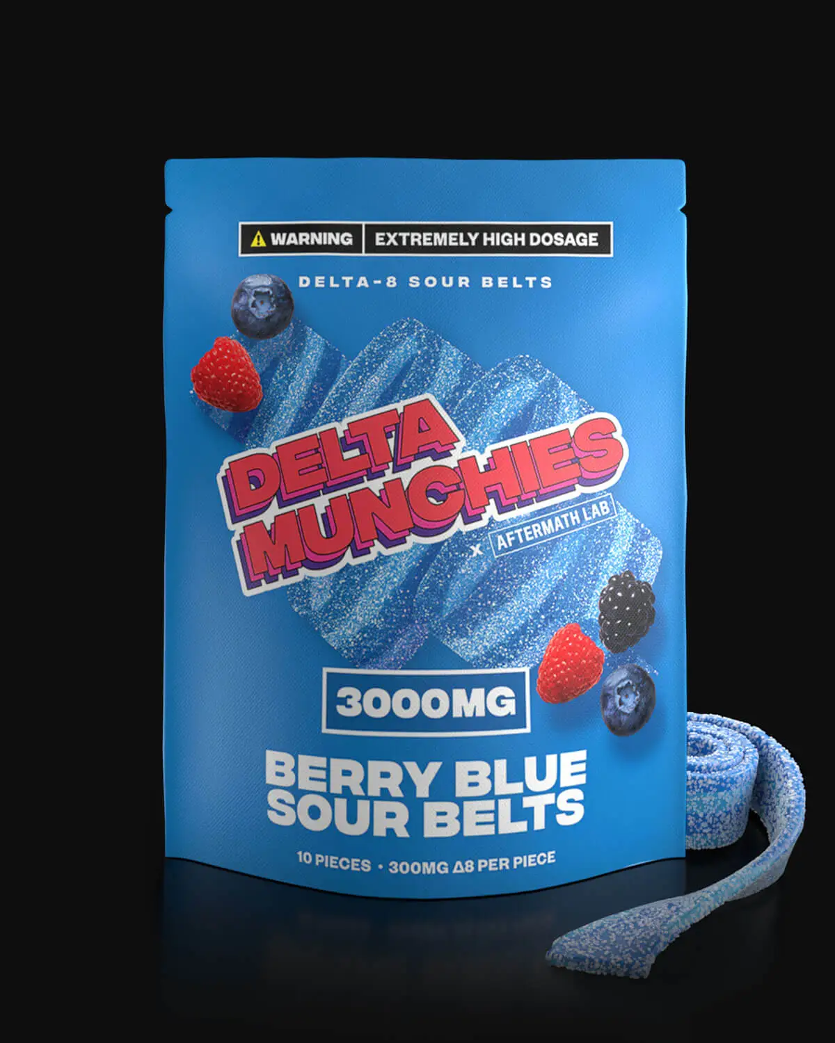 Delta Munchies Berry Blue 3000mg Delta 8 Sour Belts