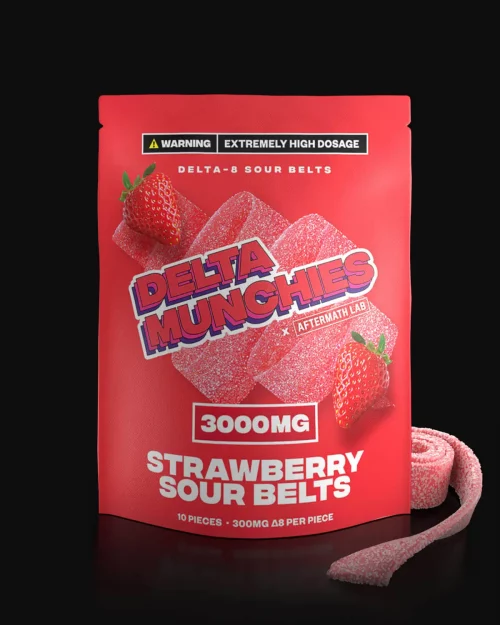 Delta Munchies Strawberry 3000mg Delta 8 Sour Belts