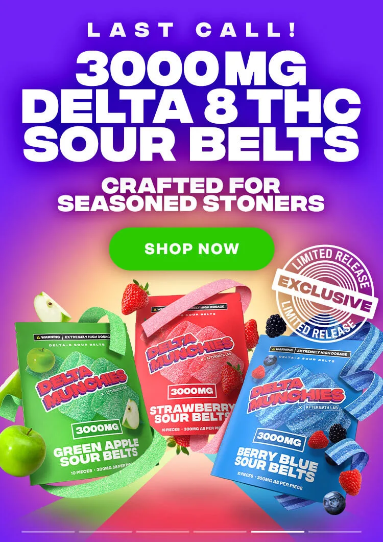 Delta Munchies 3000mg Delta 8 THC Gummies Sour Belts