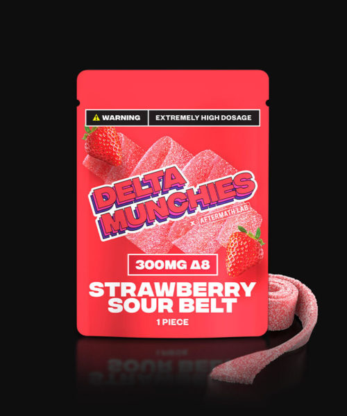 Delta Munchies 300mg Delta 8 Gummies Sour Belts Strawberry