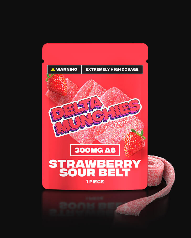Delta Munchies 300mg Delta 8 Gummies Sour Belts Strawberry
