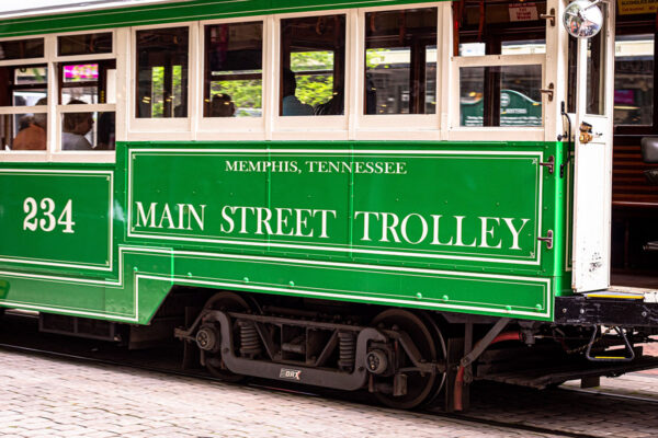 Green trolley in Memphis, Tennessee.