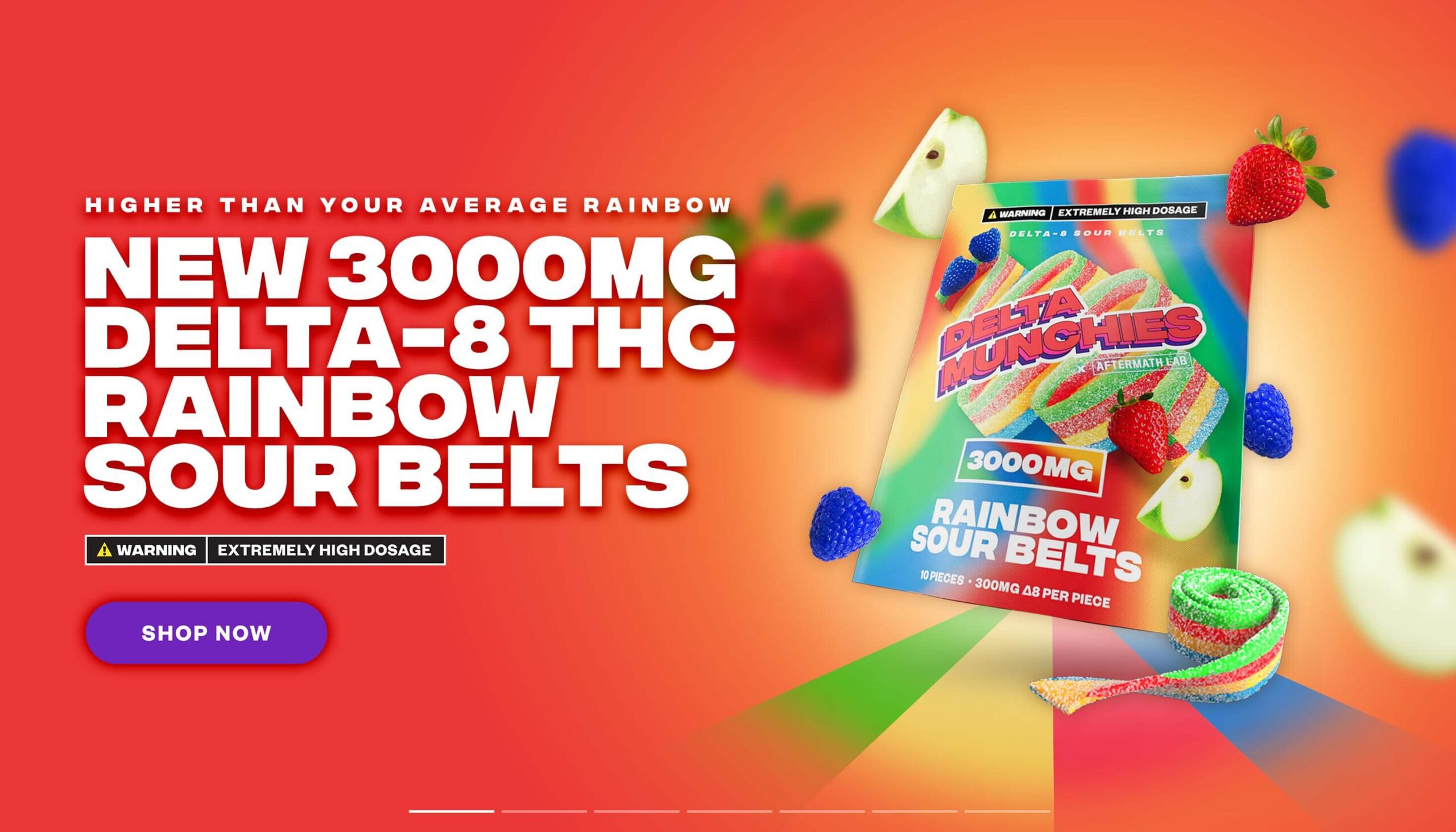 3000mg Delta 8 thc gummies rainbow sour belts
