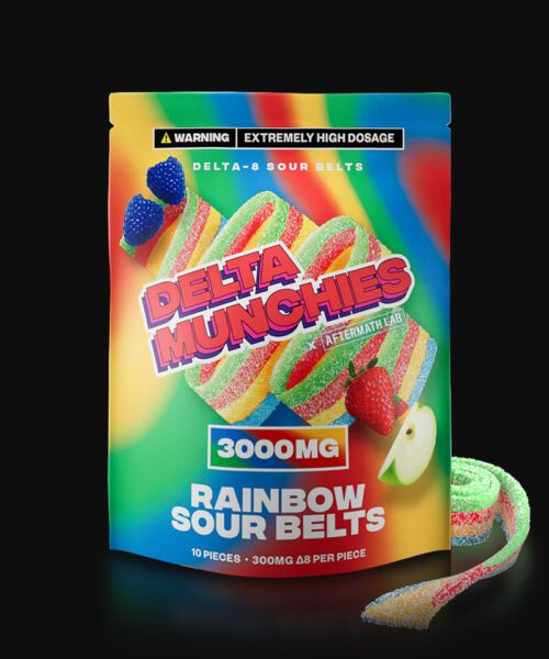 3000mg Delta 8 THC gummies rainbow sour belts
