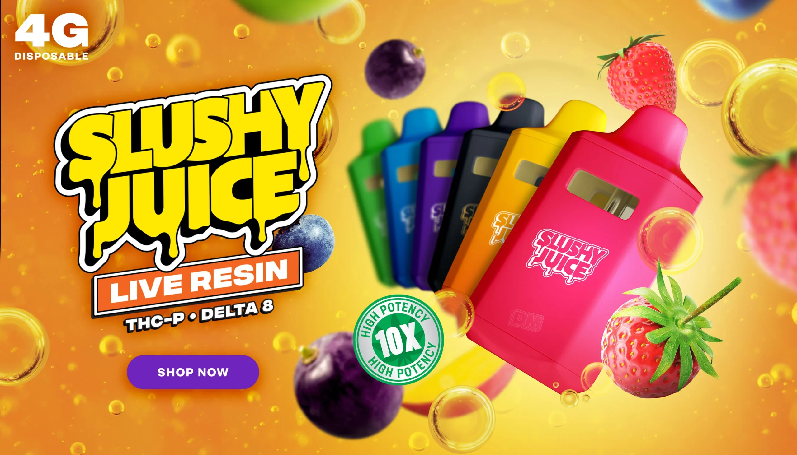 Delta Munchies 4g THC-P Vape Slushy Juice made with real live resin and delta 8 THC. Shop Now