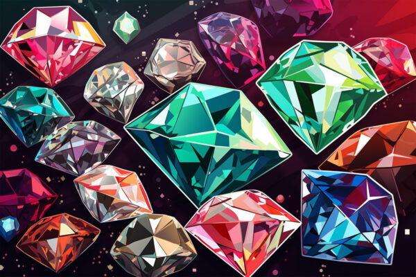 Colorful diamonds on a vibrant multicolored background
