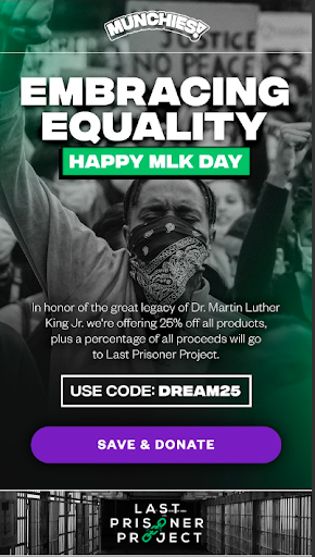 Banner ad from MUNCHIES! honoring MLK Day