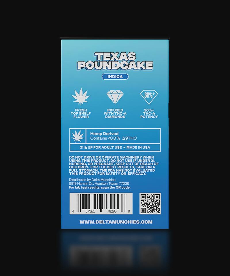 Munchies 5 pack thca diamond infused prerolls texas poundcake backside