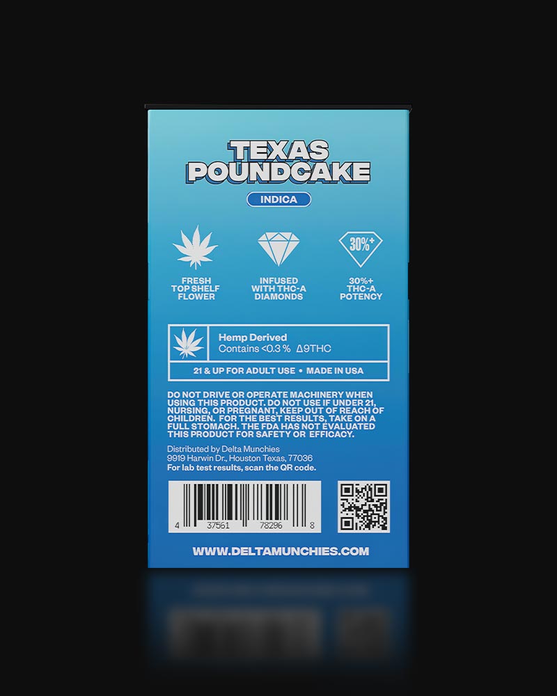 Munchies 5 pack thca diamond infused prerolls texas poundcake backside